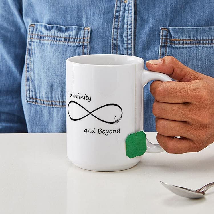 Infinity Symbol Coffee Mug - 15 oz Large White Ceramic Cup for Tea, Hot Chocolate & Office Use - Unique Gift Idea for Coffee Lovers