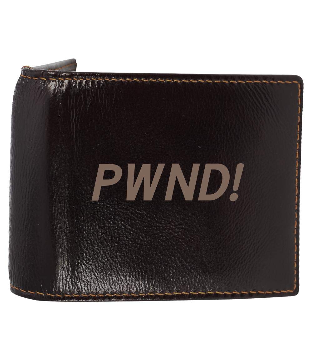 PWND! - Authentic Engraved Soft Cowhide Bifold Leather Wallet for Men - Perfect Gift for Dad, Husband & Boyfriend - Ideal for Everyday Use, Travel & Business