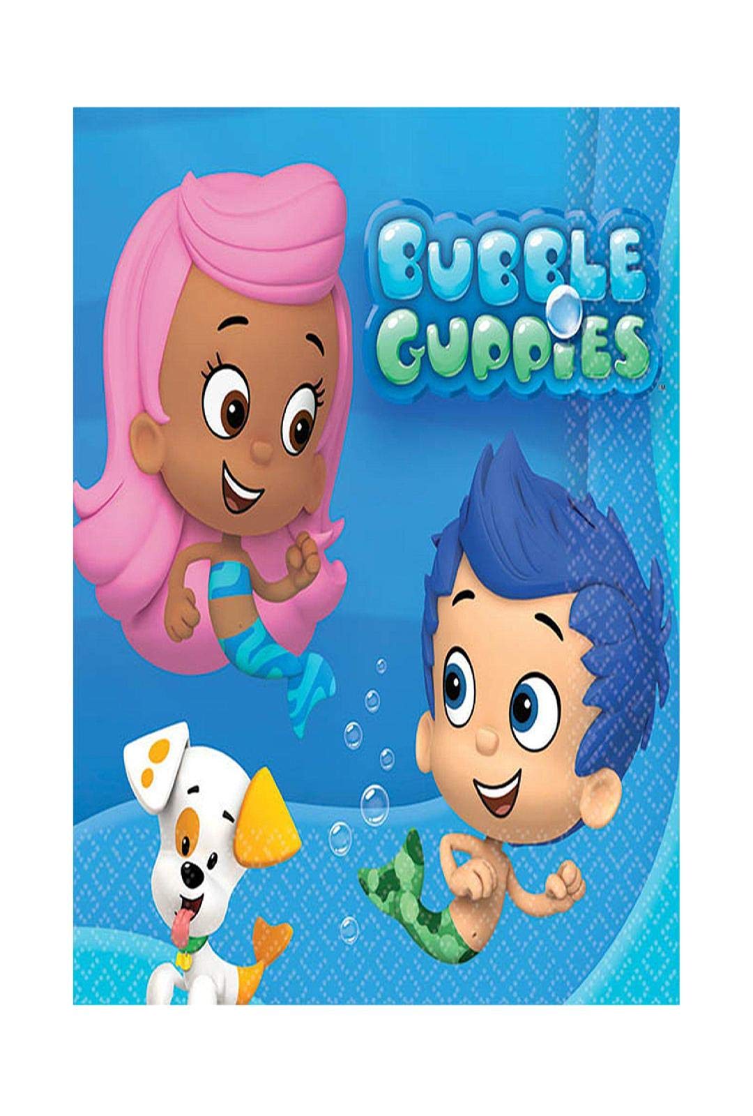Amscan Bubble Guppies 16-Count Beverage Napkins for Kids Birthday Party, Baby Shower & Themed Celebrations - Colorful Cartoon Paper Party Supplies