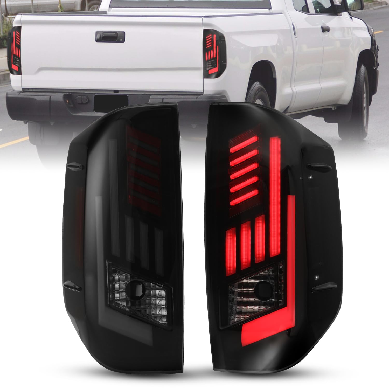 CPW LED Tail Lights for Toyota Tundra 2014-2021 - Sequential Turn Signal, Brake & Reverse Lights - Matte Black/Smoke Replacement Taillights (Plug & Play) - Perfect for Off-Roading, Night Driving & Vehicle Customization