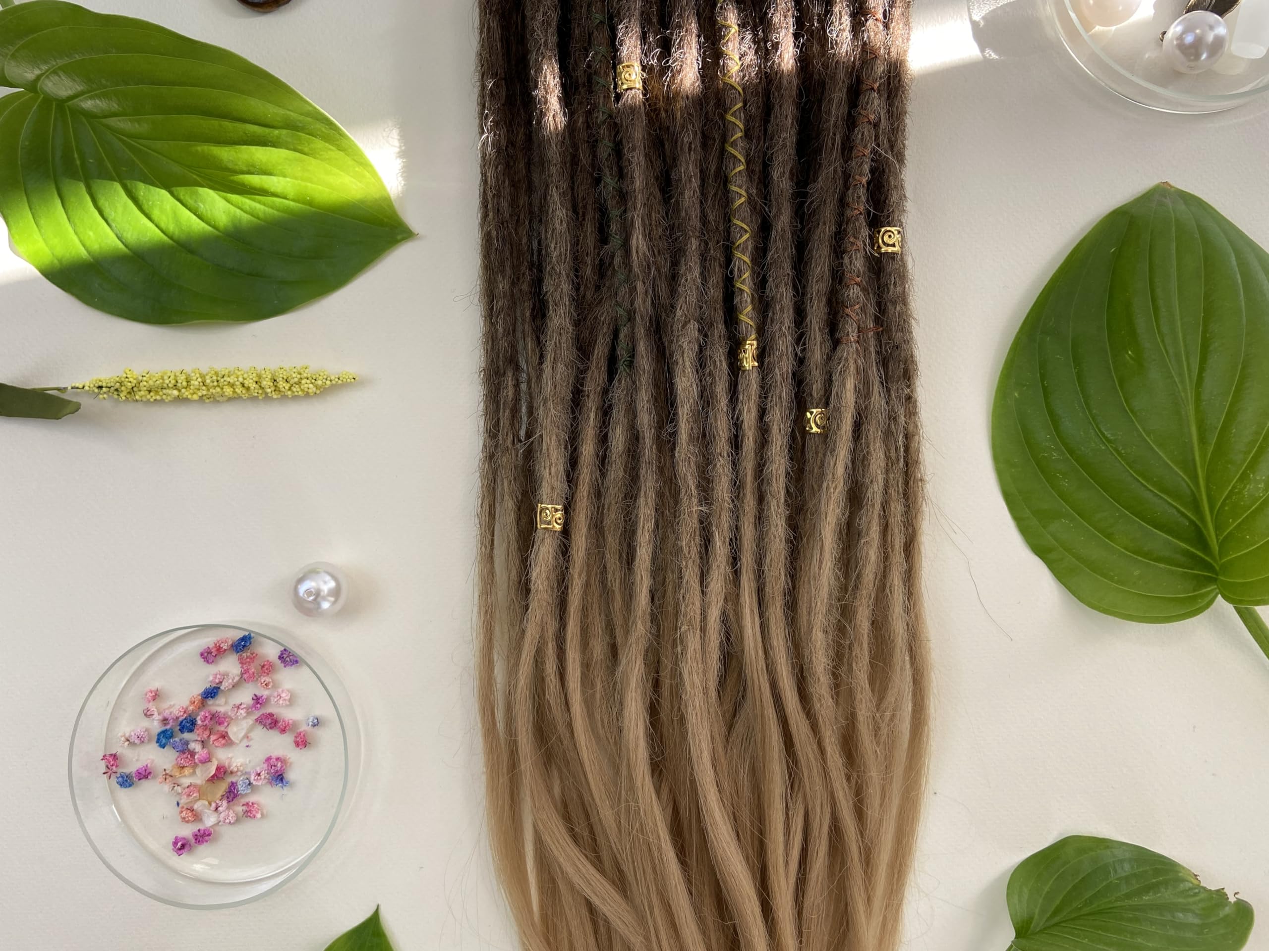 Ombre Beige Crochet Dreadlocks Extensions - 20 Inch Single Ended Dreads - Ready to Ship - Natural Wheat Hair Color - Perfect for Boho Hairstyles & Festival Looks