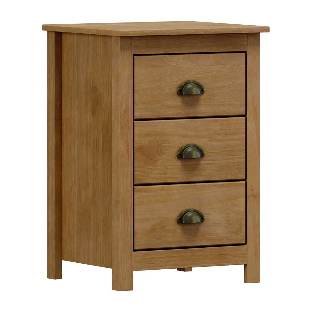 Finestra Topazio Line Solid Wood 3-Drawer Nightstand - Freijo Wood Bedside Table (L460 x W405 x H680mm) - Perfect for Bedroom Storage & Home Decor