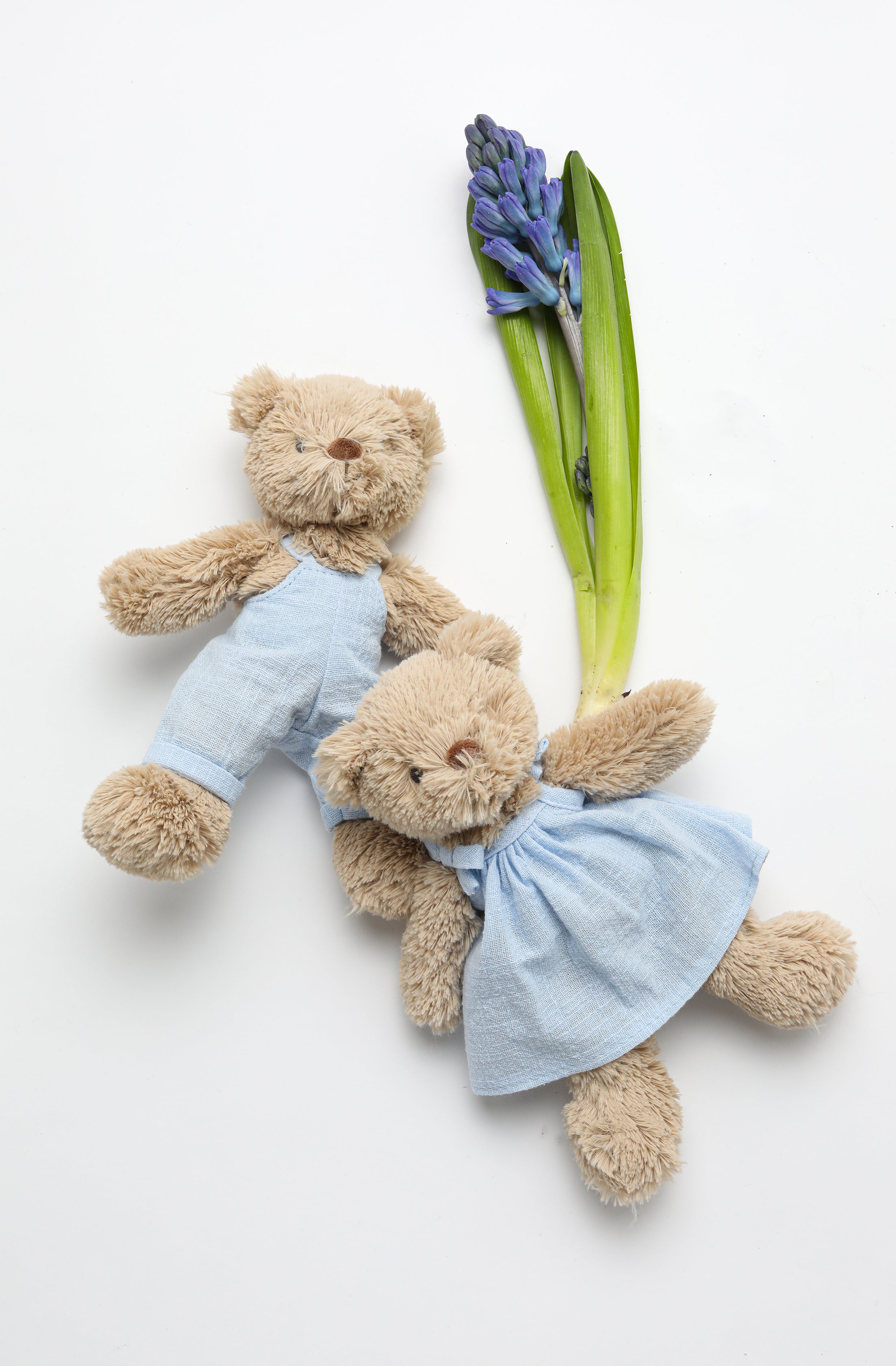 Adorable Honey Bear Baby Dress in Soft Baby Blue - Perfect for Newborn Photoshoots, Christenings & Special Occasions
