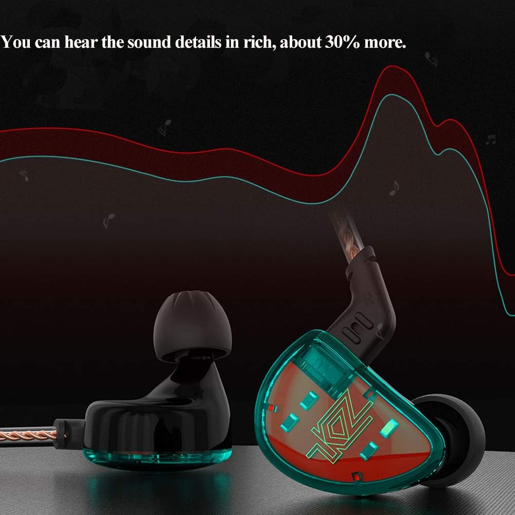 KZ AS10 5 Balanced Armature In-Ear Headphones with Extra Bass & Built-in Mic - Universal Fit for Audiophiles, Musicians & Gamers (Cyan) - Perfect for Studio Recording, Gaming & Commuting