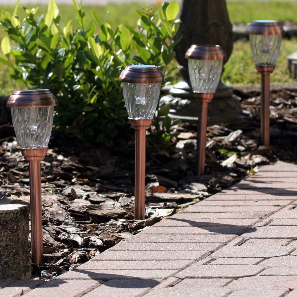 Charleston Solar Pathway Lights - Weatherproof Outdoor Garden Lights with Copper Finish for Driveway, Walkway, and Landscape Lighting