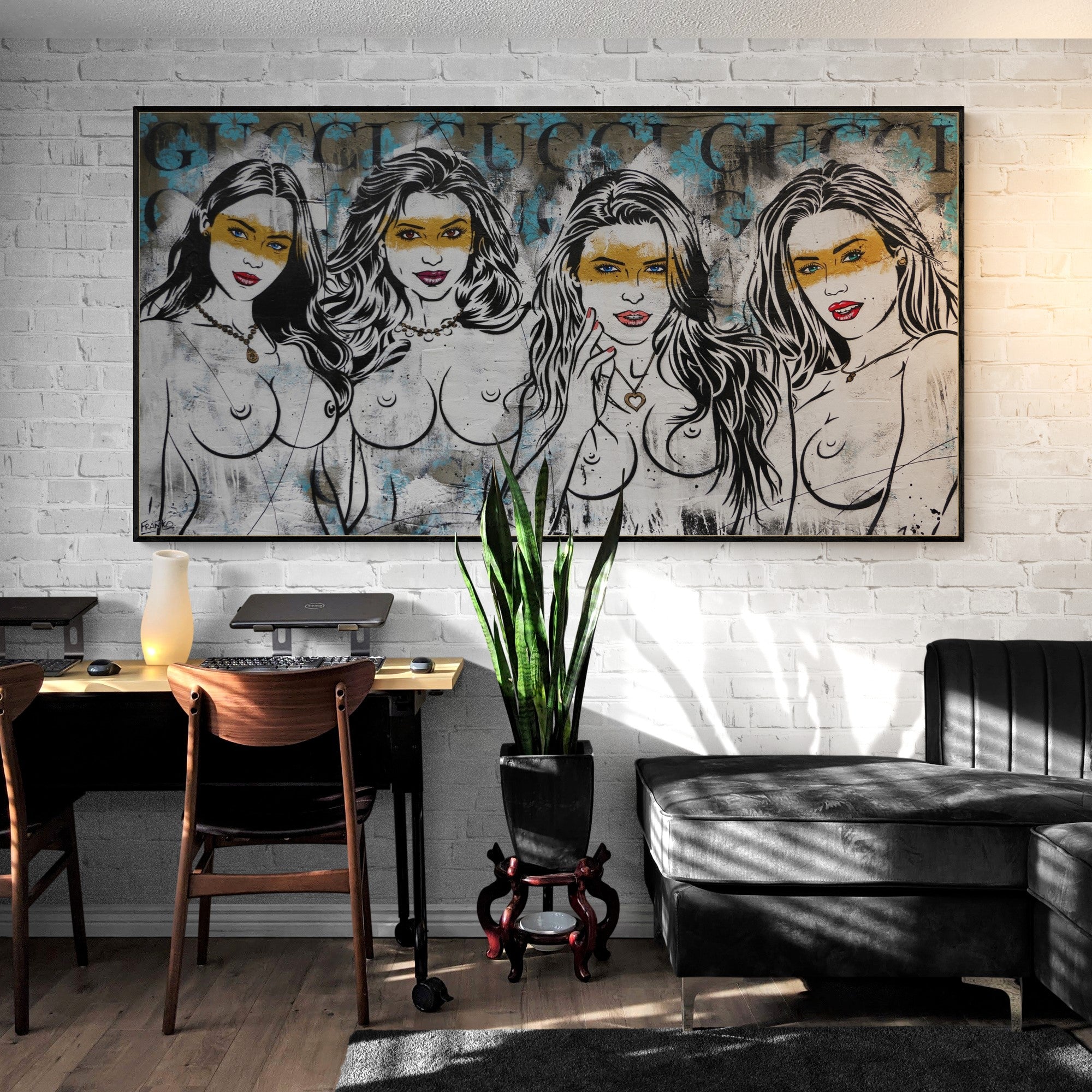 190cm x 100cm Modern Industrial Concrete Nude Art Painting - Urban Pop Wall Decor for Living Room, Bedroom & Office | Large Abstract Canvas Artwork