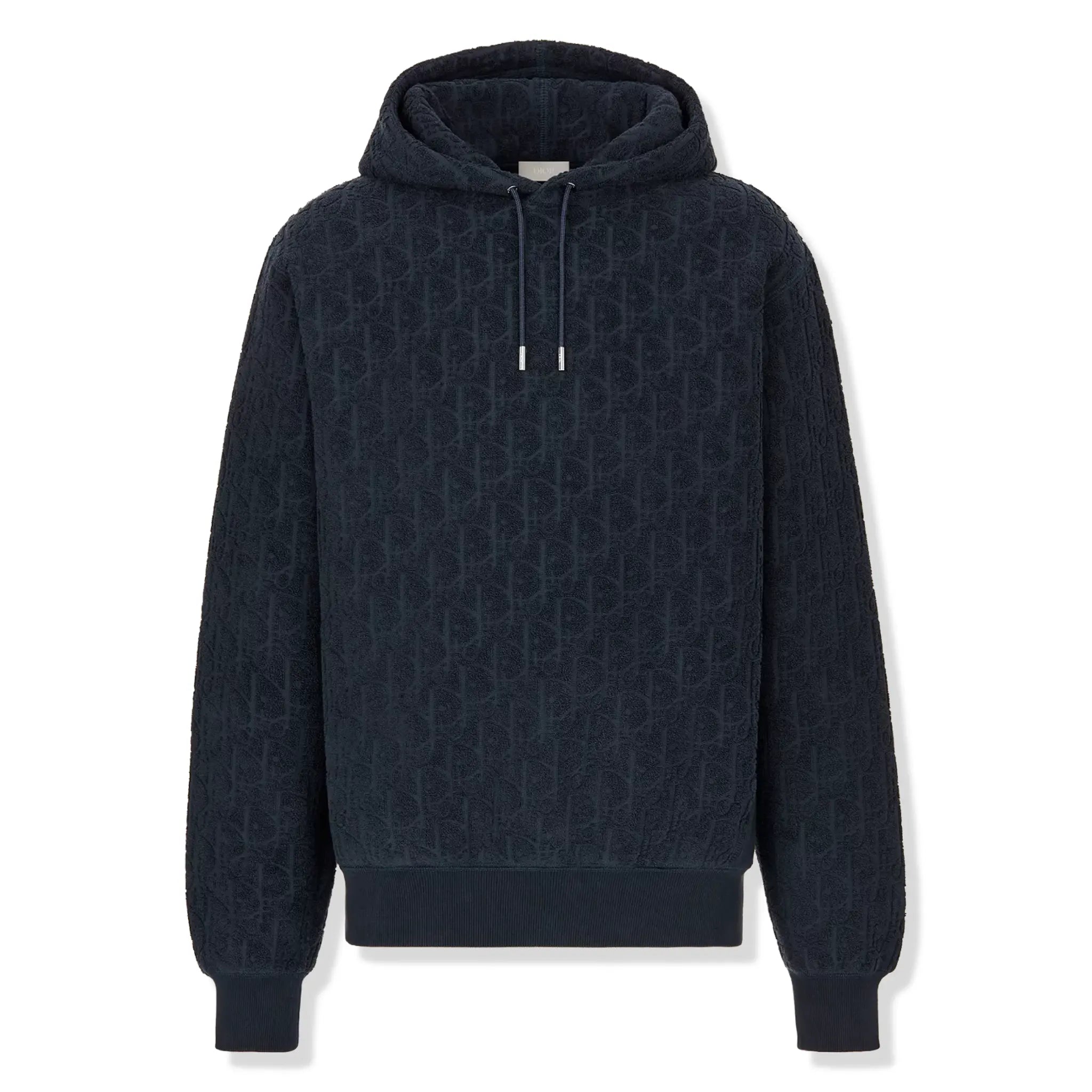 Vintage Dior Oblique Towelling Terry Navy Hoodie - Stylish & Comfortable for Casual Wear, Street Fashion & Luxury Loungewear