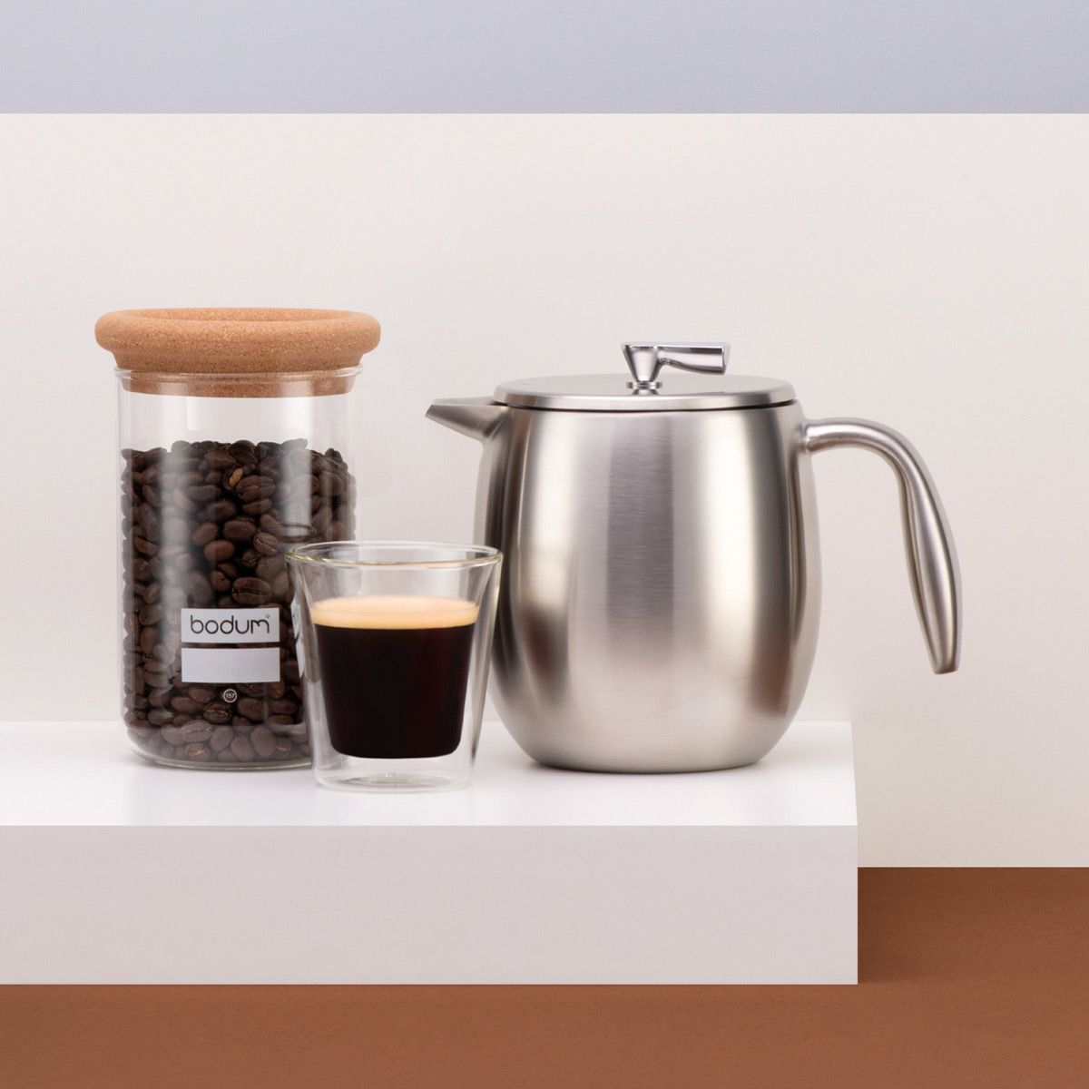 Bodum Columbia French Press Coffee Maker - 4 Cup (17oz/0.5L) Double Wall Stainless Steel - Perfect for Home, Office & Camping Coffee Brewing
