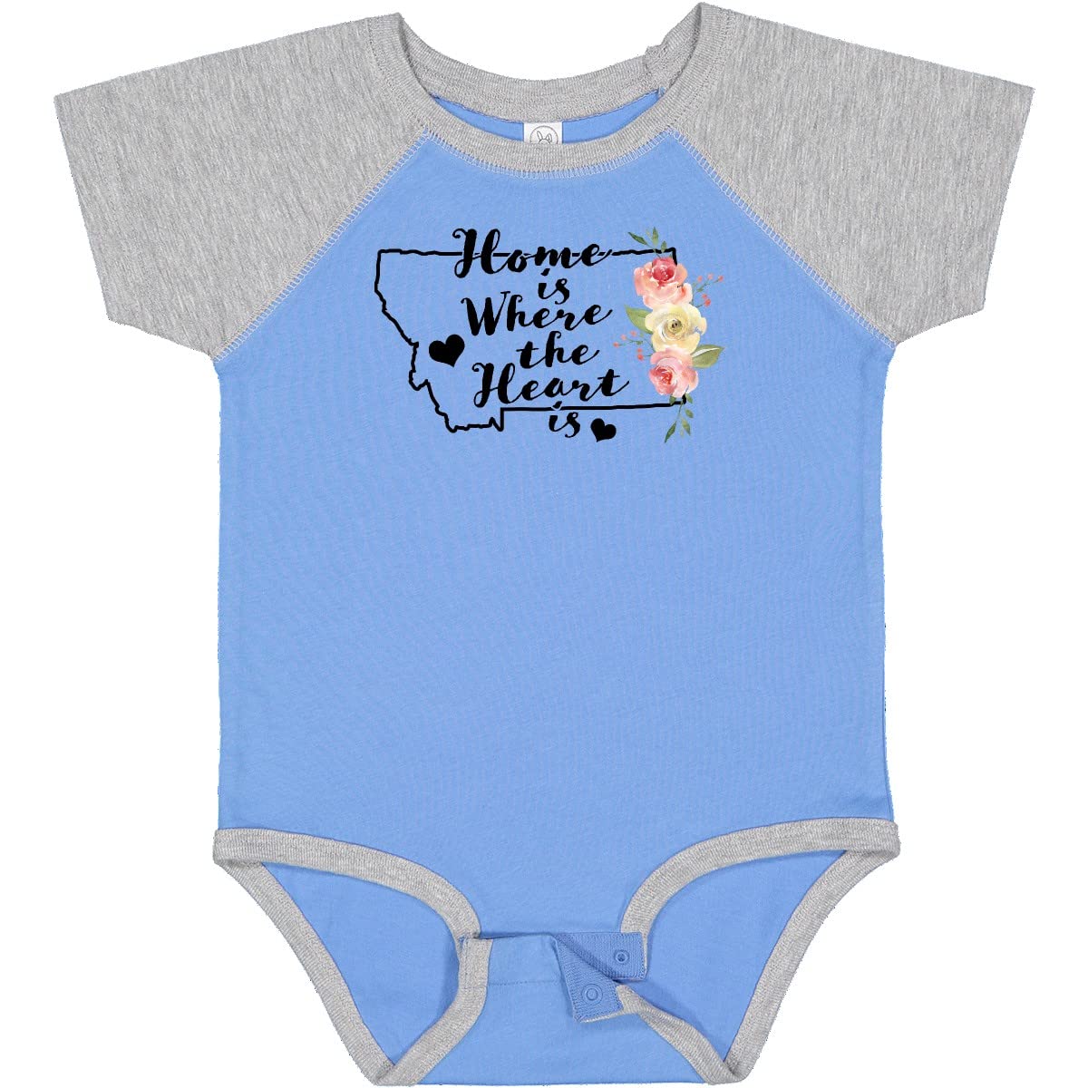 Inktastic Montana Home is Where The Heart is Watercolor Baby Bodysuit - Soft Cotton Infant Onesie for Newborns, Cute Gift for Baby Showers & Family Photos