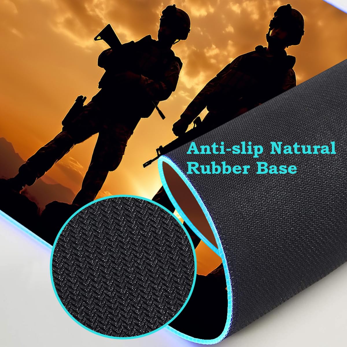 RGB Gaming Mouse Pad with LED Glow & Coffee Coaster - Large 31.5