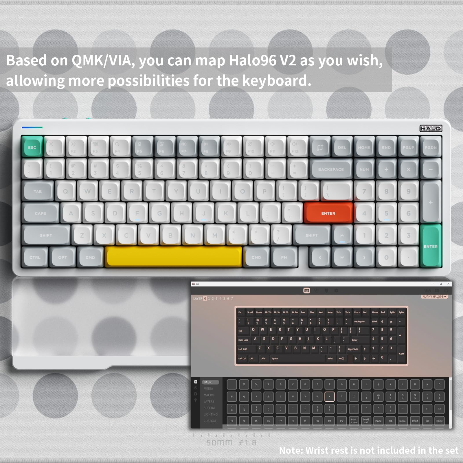 Nuphy Halo96 V2 Wireless Mechanical Keyboard - Gasket Mount, 96% Hot-Swappable RGB Gaming Keyboard with QMK/VIA Support, Bluetooth/USB-C/2.4GHz Connectivity (White, 46gf Raspberry Switches) | Perfect for Office Work, Gaming & Programming