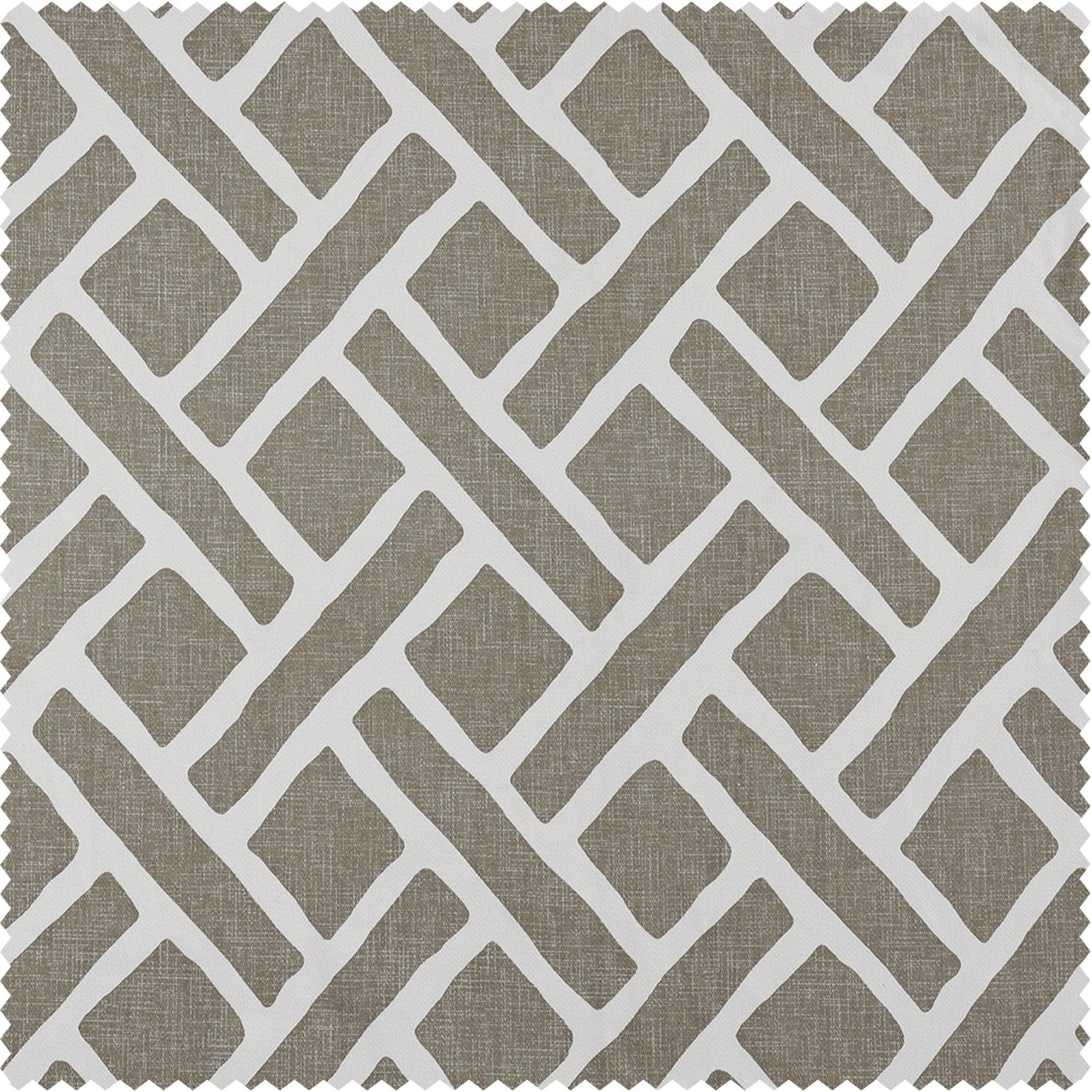 Martinique Taupe Geometric Printed Cotton Custom Curtains - Premium Window Treatments for Living Room, Bedroom & Home Decor