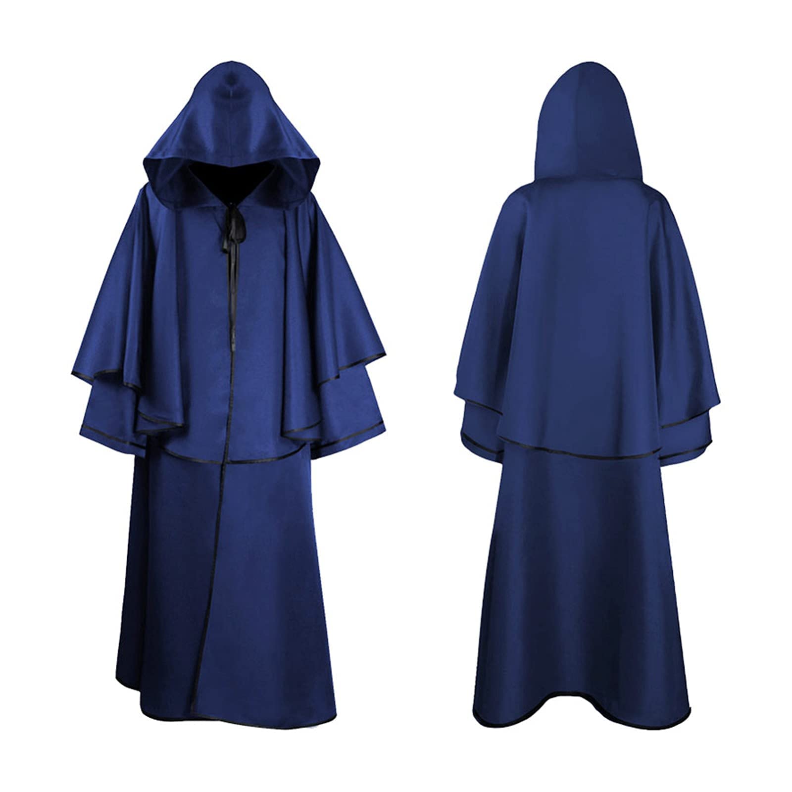 Unisex Hooded Cloak - Full Length Cape for Halloween, Cosplay & Wizard Costumes | Adult Fantasy Cloak in Blue Small | Perfect for Halloween Parties, Renaissance Fairs & Themed Events