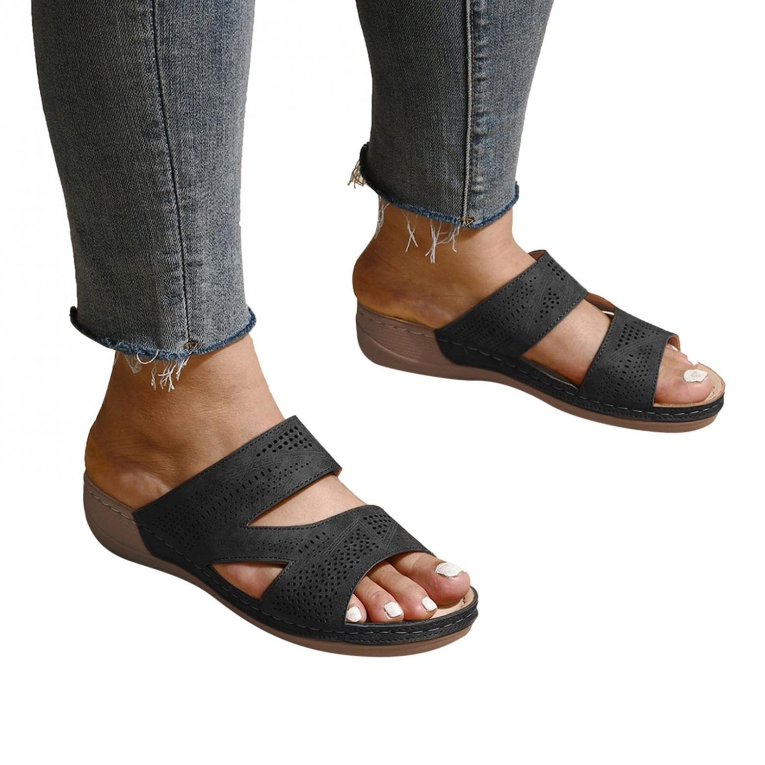 Women's Dressy Summer Sandals - Retro Gladiator Leather Flat Sandals | Comfortable Flip Flops & Beach Shoes for Outdoor, Vacation & Casual Wear