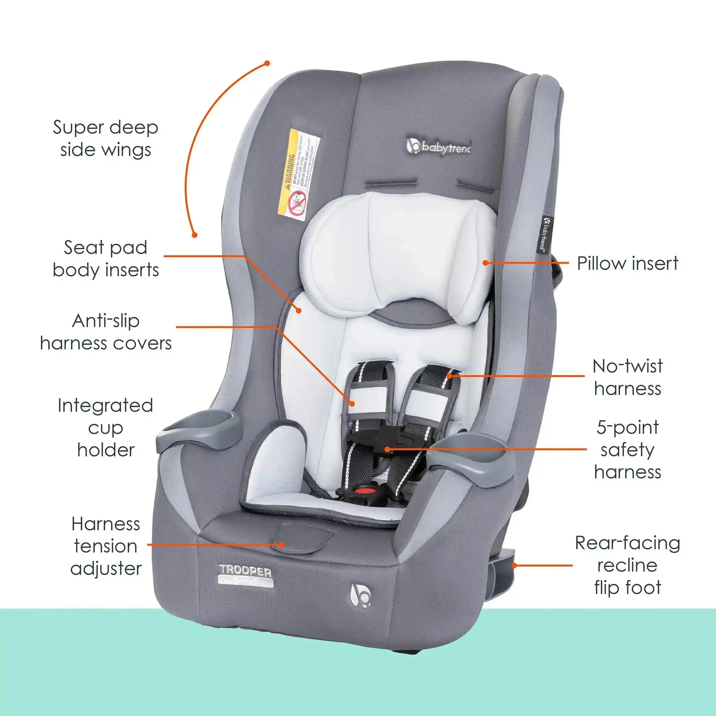 Trooper™ 3-in-1 Convertible Car Seat for Toddlers & Kids - Safe Rear-Facing, Forward-Facing & Booster - Perfect for Travel & Everyday Use