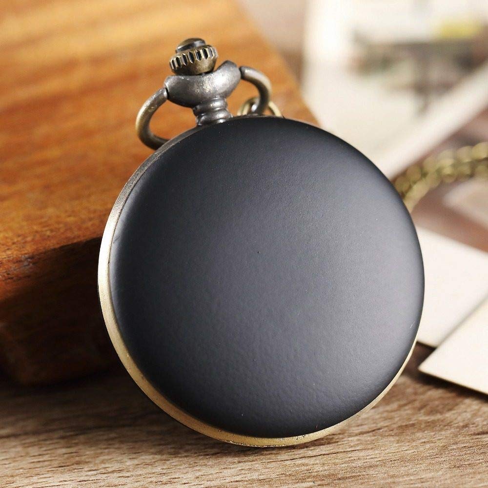 OIFMKC Black Matte Quartz Pocket Watch - Elegant Retro Necklace Watch for Men & Women | Perfect for Vintage Style, Gifts & Formal Occasions