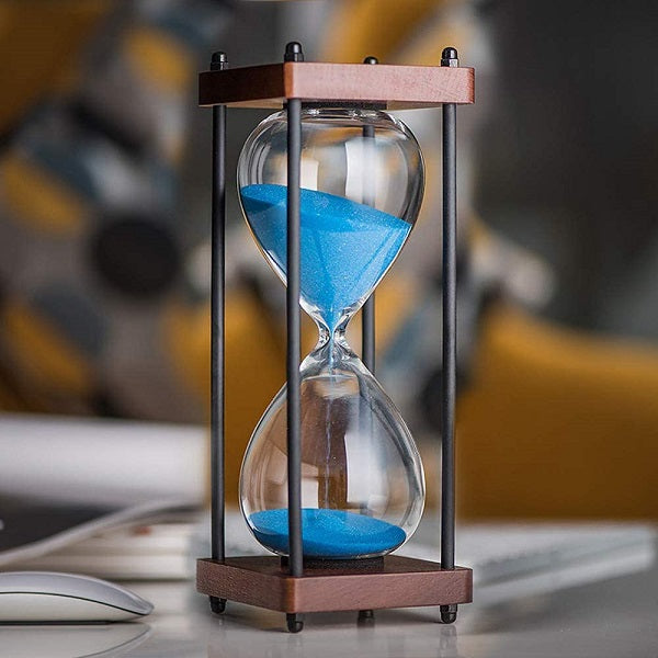 30 Minute Square Wood Hourglass with Black Spindles - Perfect for Classroom, Office, and Home Decor
