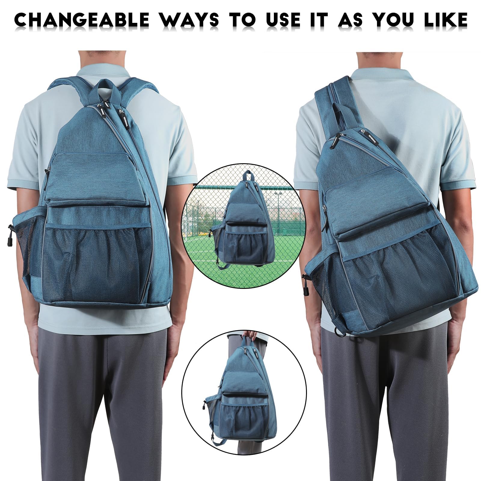 GOROANLY Large Capacity Tennis Sports Bag - Adjustable Multi-Functional Backpack for 4 Paddles, Perfect for Tennis, Squash & Cross-Body Sports with Fence Hook (Red) - Great for Court Training, Gym Workouts & Outdoor Activities