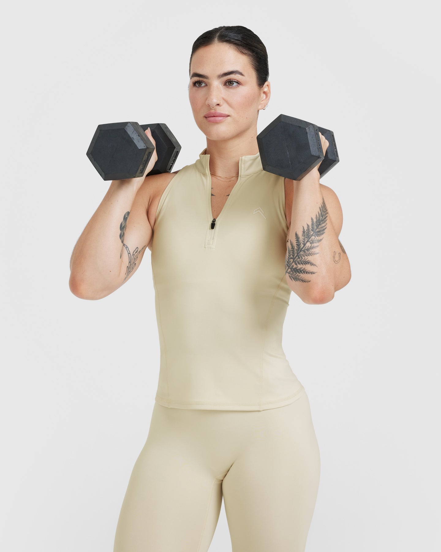 Timeless Half Zip Tank Top for Women - Soft & Comfortable Vanilla Color - Perfect for Yoga, Gym & Casual Wear