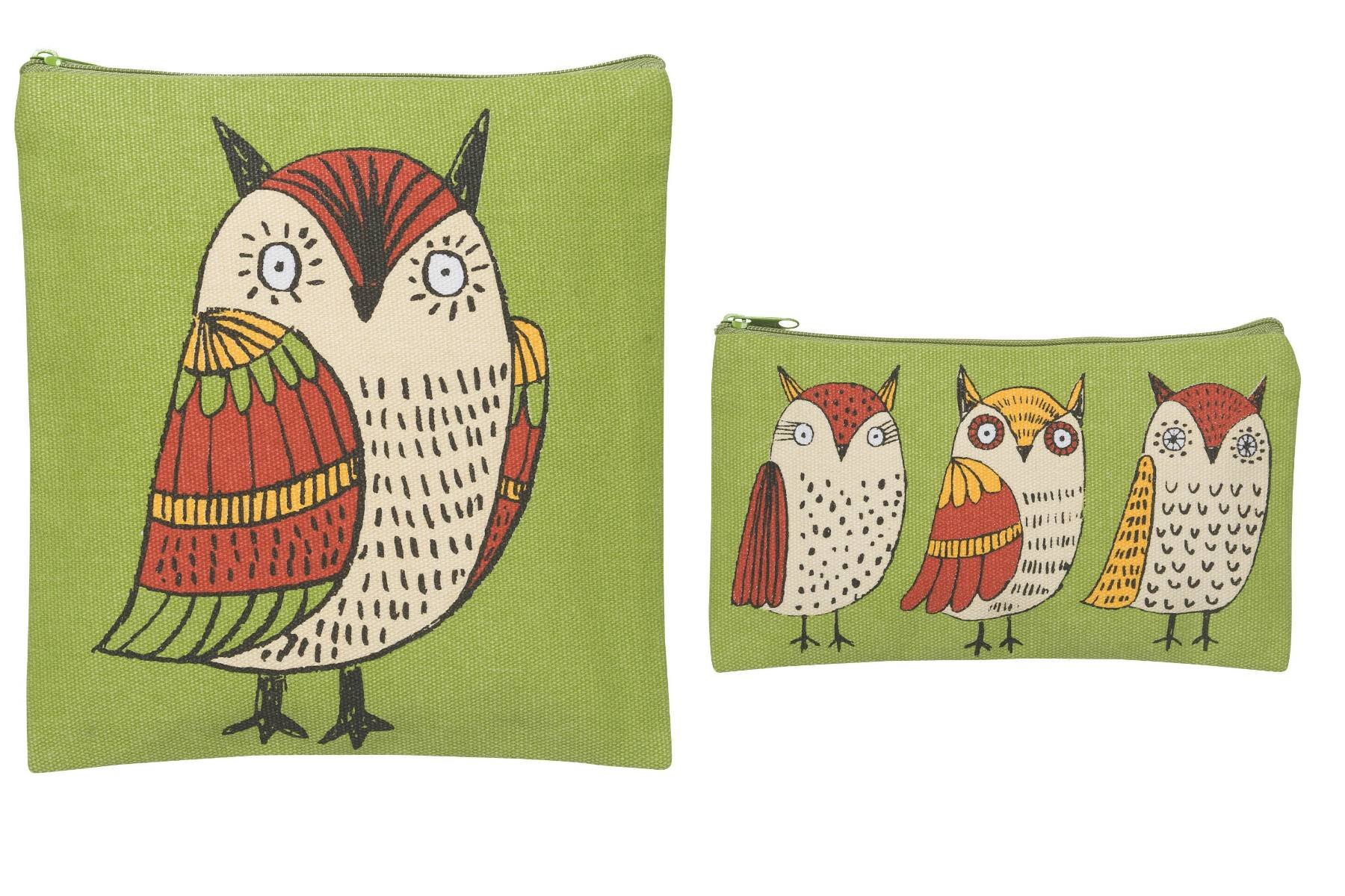 Now Designs Snack Bags - Wise Owl Pattern Reusable Snack Pouch Set of 2 | Eco-Friendly Food Storage for School Lunches, Picnics & Travel