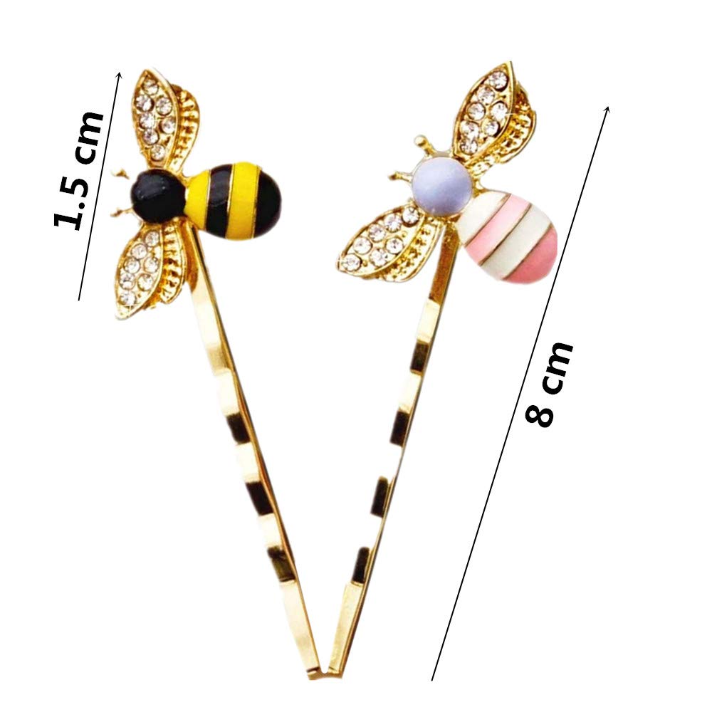 6 Pcs Cute Bee Hair Clips - Decorative Metal Hair Pins for Women & Girls, Curved Hair Grips for Short & Long Hairstyles - Perfect for Daily Wear, Parties & Weddings