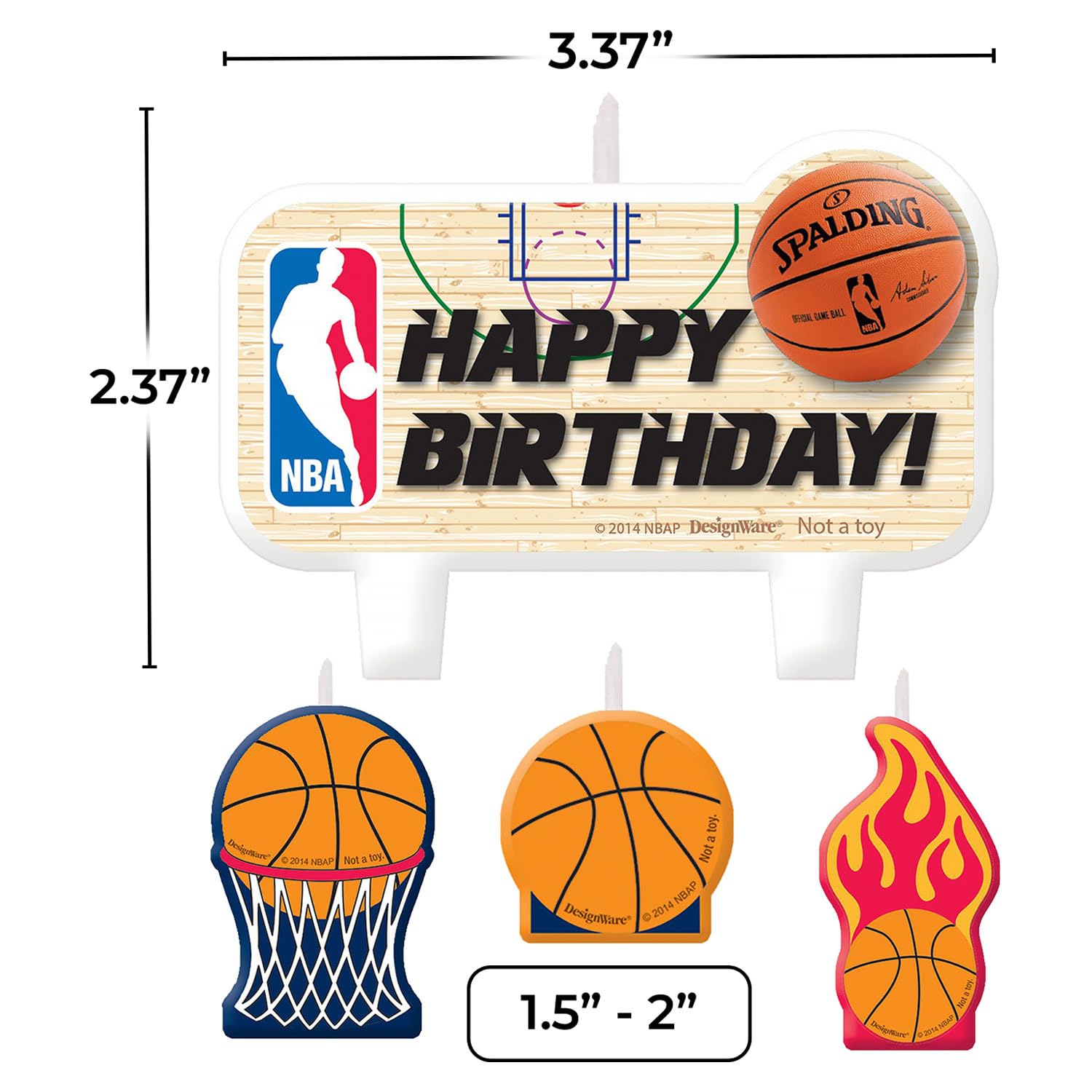 NBA Basketball Birthday Cake Candles Set - 4-Pack (2 Small 1.5