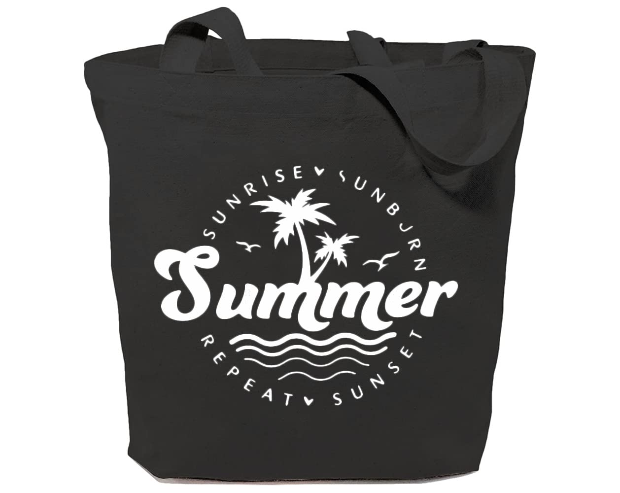 Stylish Summer Beach Vibes Canvas Tote Bag for Women - Reusable Grocery Shopping Bag, Work & Travel Shoulder Bag - Perfect Gift for Girls & Best Friends (Ideal for Beach Trips, Grocery Shopping & Daily Commute)