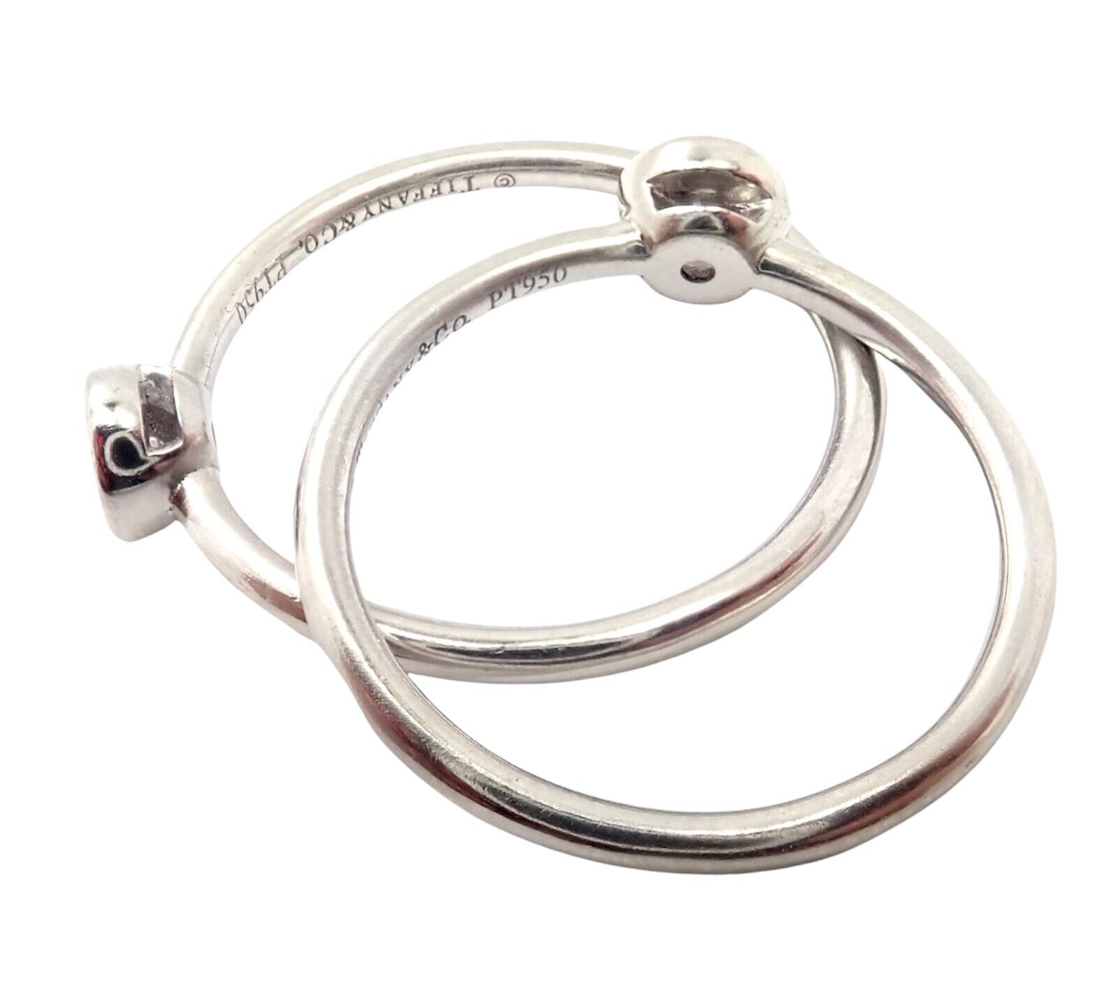 Set of 2 Tiffany & Co Platinum 0.16ct Diamond Stacking Rings - Size 5.75 - Perfect for Engagement, Wedding Bands & Anniversary Gifts