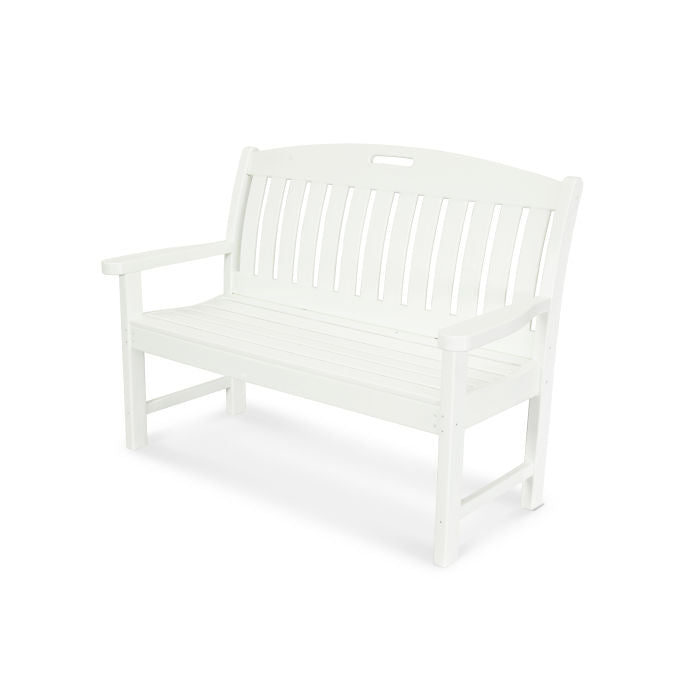POLYWOOD Nautical 48-Inch Outdoor Bench - All-Weather Resin Wicker Patio Furniture for Deck, Poolside & Garden Seating