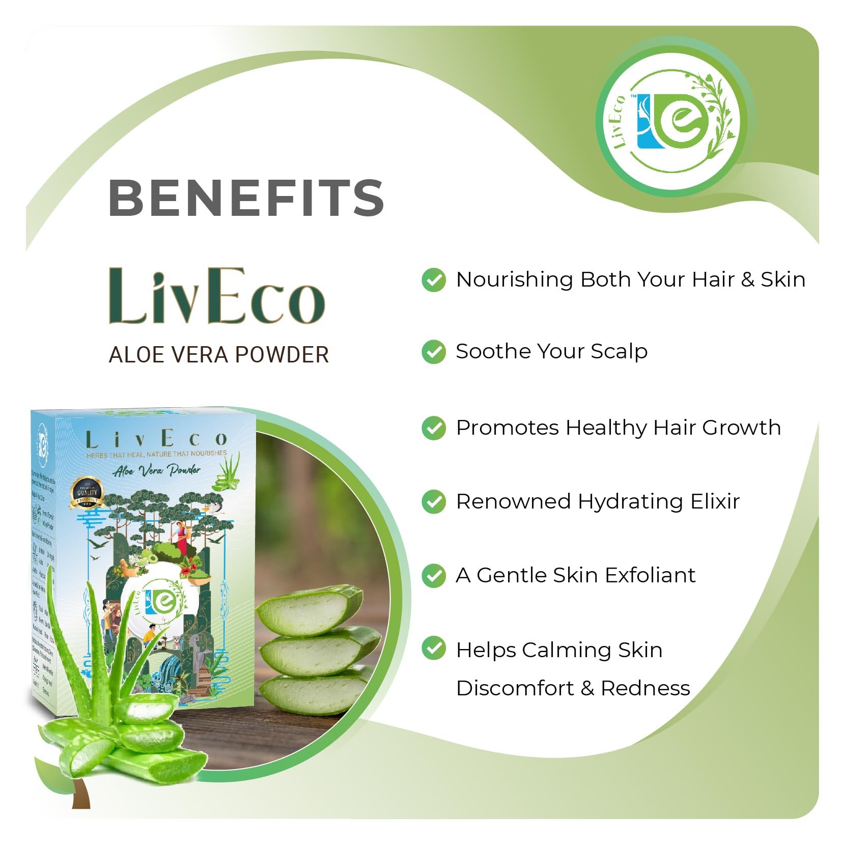 LivEco Organic Aloe Vera Powder 150g - DIY Soothing & Hydrating Face Mask, Hair Treatment - Perfect for Natural Skincare & Hair Care Routine