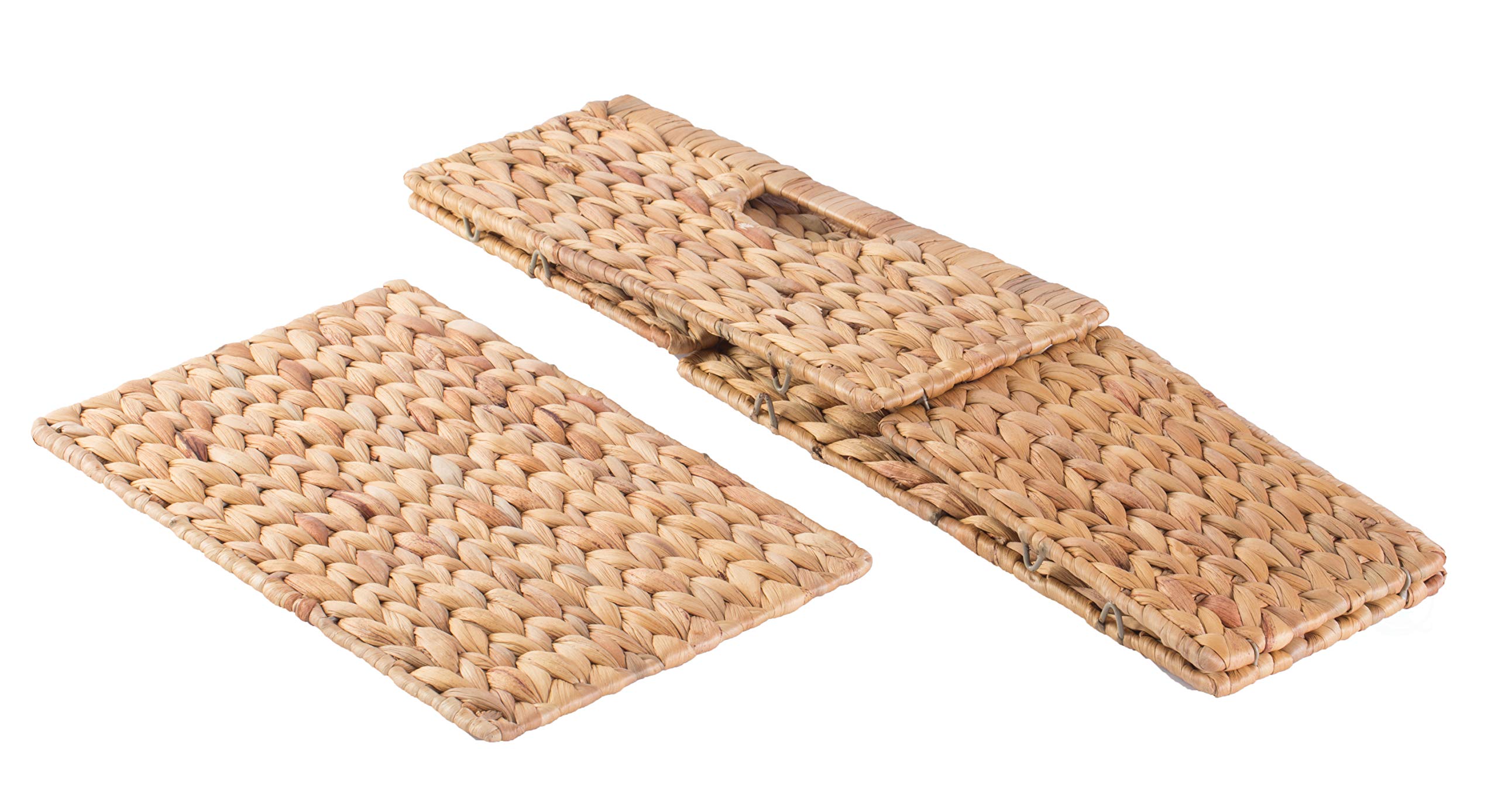 Foldable Natural Water Hyacinth Storage Bins - Set of 3 Small Woven Baskets for Home Organization | Perfect for Bedroom, Bathroom & Closet Storage