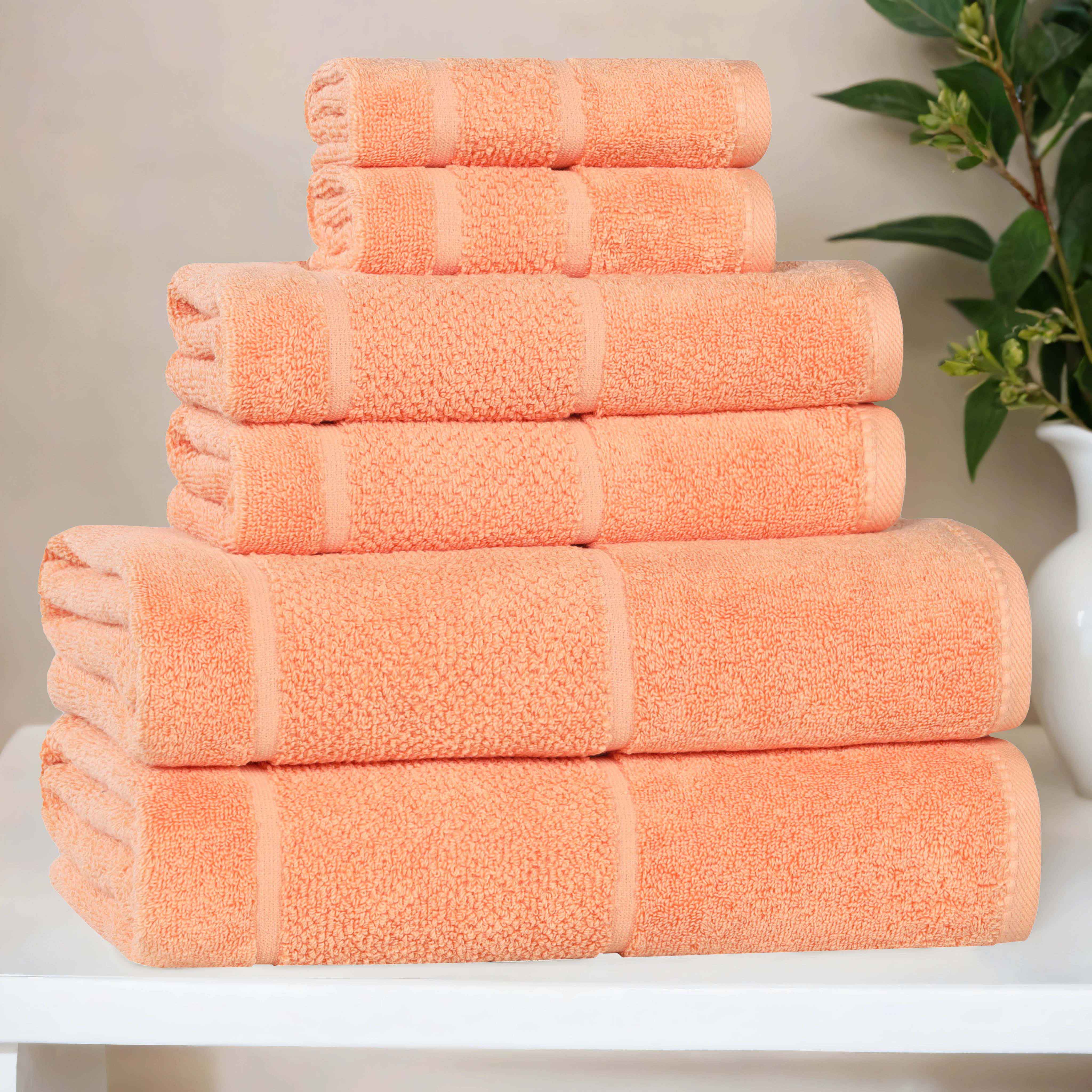 Premium 6-Piece Cotton Towel Set with Broad Border - Soft, Absorbent & Quick-Drying Bath Towels for Spa, Gym & Luxury Home Use