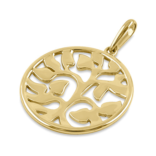 14K Yellow Gold Round Tree of Life Pendant Necklace for Women - Spiritual Jewelry Gift for Birthday, Anniversary & Everyday Wear