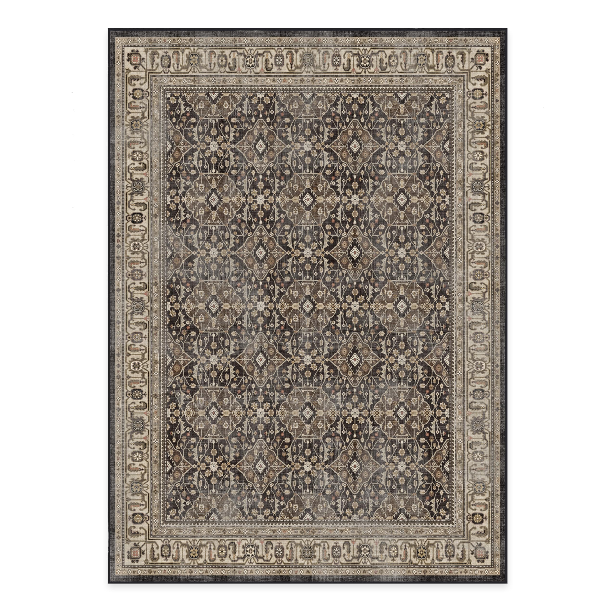 Ruggable Washable 5x7 Area Rug - Alessia Dark Wood Pattern | Non-Slip Premium Indoor Rug for Living Room, Bedroom, Kitchen, Office & Classroom | Easy Clean Spill-Proof Floor Mat for Homes with Pets & Kids