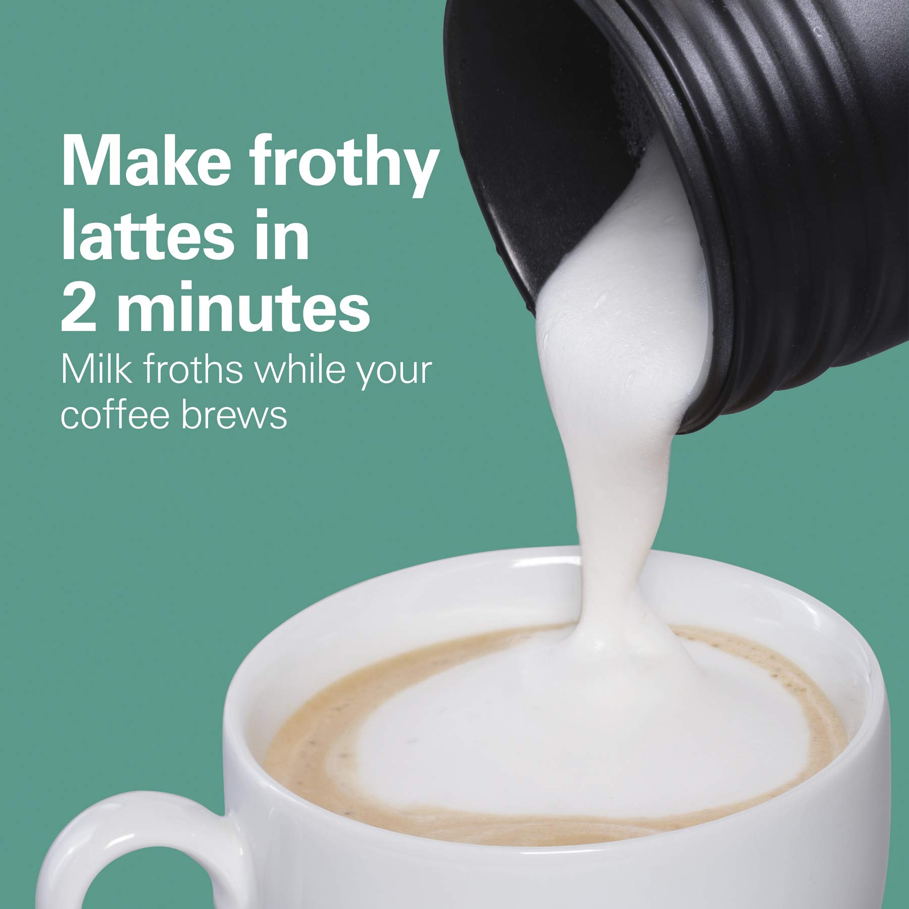 Hamilton Beach FlexBrew Single-Serve Coffee Maker with Milk Frother - Compatible with K-Cup Pods & Ground Coffee, 12oz Capacity, Black (49949) - Perfect for Home, Office & Small Kitchens