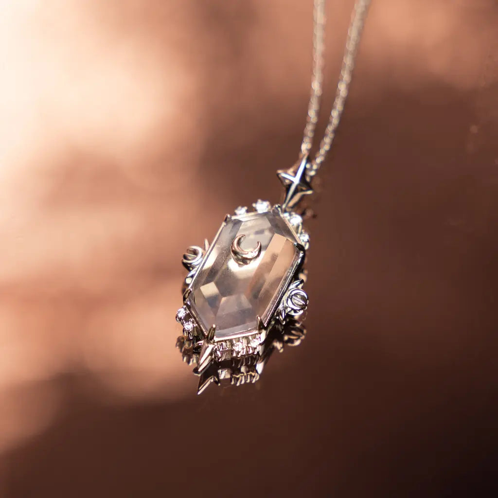 Asteria Genuine Lavender Quartz Pendant Necklace - Healing Crystal Jewelry for Women, Elegant Gift for Meditation, Yoga & Spiritual Wellness