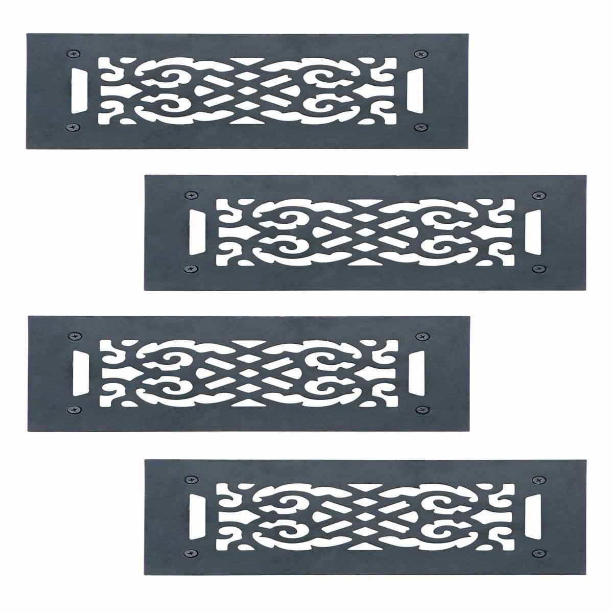 4 Pack Black Heat Air Grille Registers - Wall Mount Air Vent Covers for Home Renovation & HVAC Systems - Durable Metal Vents for Living Room, Bedroom & Office