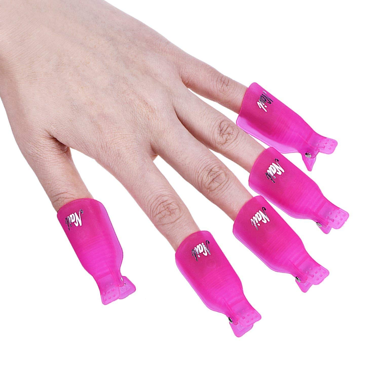IME Nail Polish Remover Clips Set - 10pcs Rose Pink Gel Soak Off Caps for UV Manicure, Acrylic Nails & Nail Art | Perfect for Salon & Home Nail Care