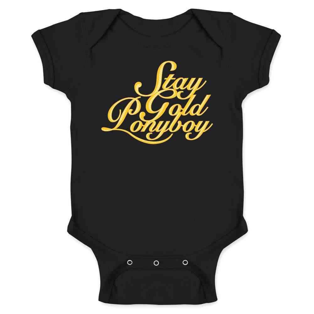 Pop Threads Stay Gold Ponyboy Baby Bodysuit - Cute Infant Romper for Boys & Girls - Perfect for Photos, Gifts & Everyday Wear