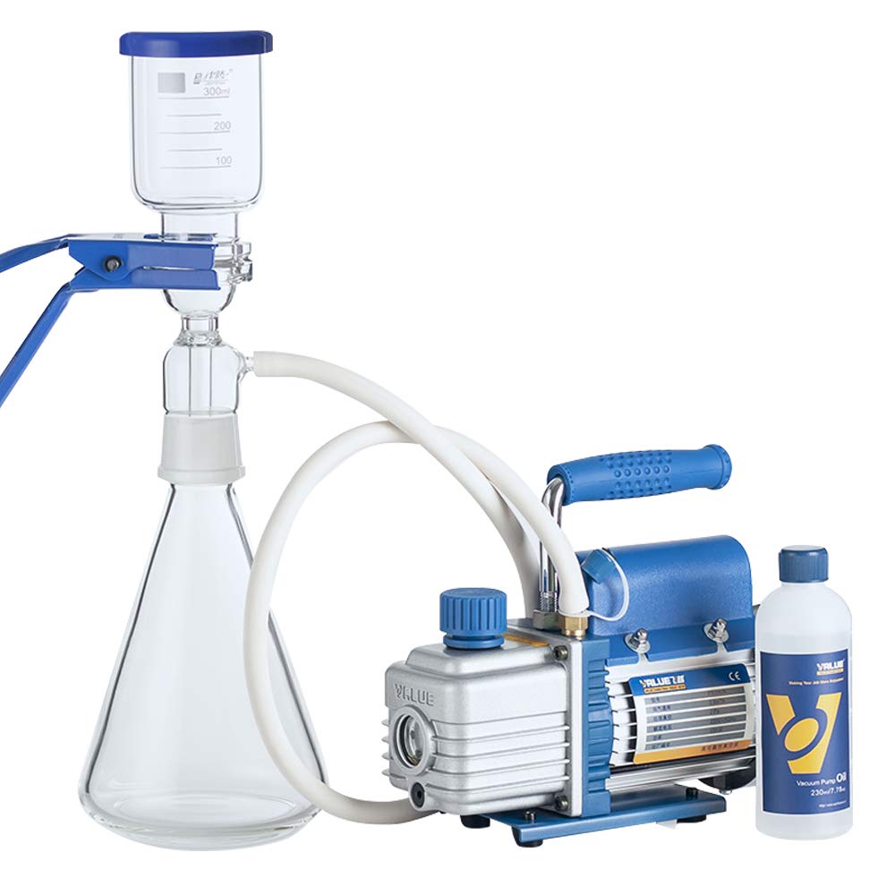 AnEssOil Lab Equipment Kit - 1000ml Sand Core Filter Unit with Vacuum Pump, Suction Filter Device & Solvent Filter for Vacuum Tube | Essential Oil Extraction, Chemical Filtration & Laboratory Research