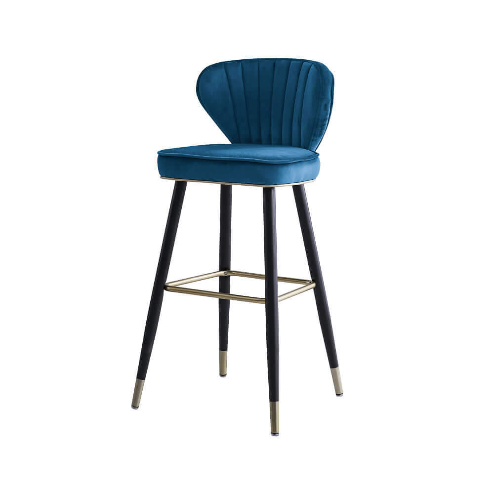 Modern Blue Velvet Counter Height Bar Stools with Back - Set of 3 for Kitchen Island, Breakfast Nook & Home Bar Decor