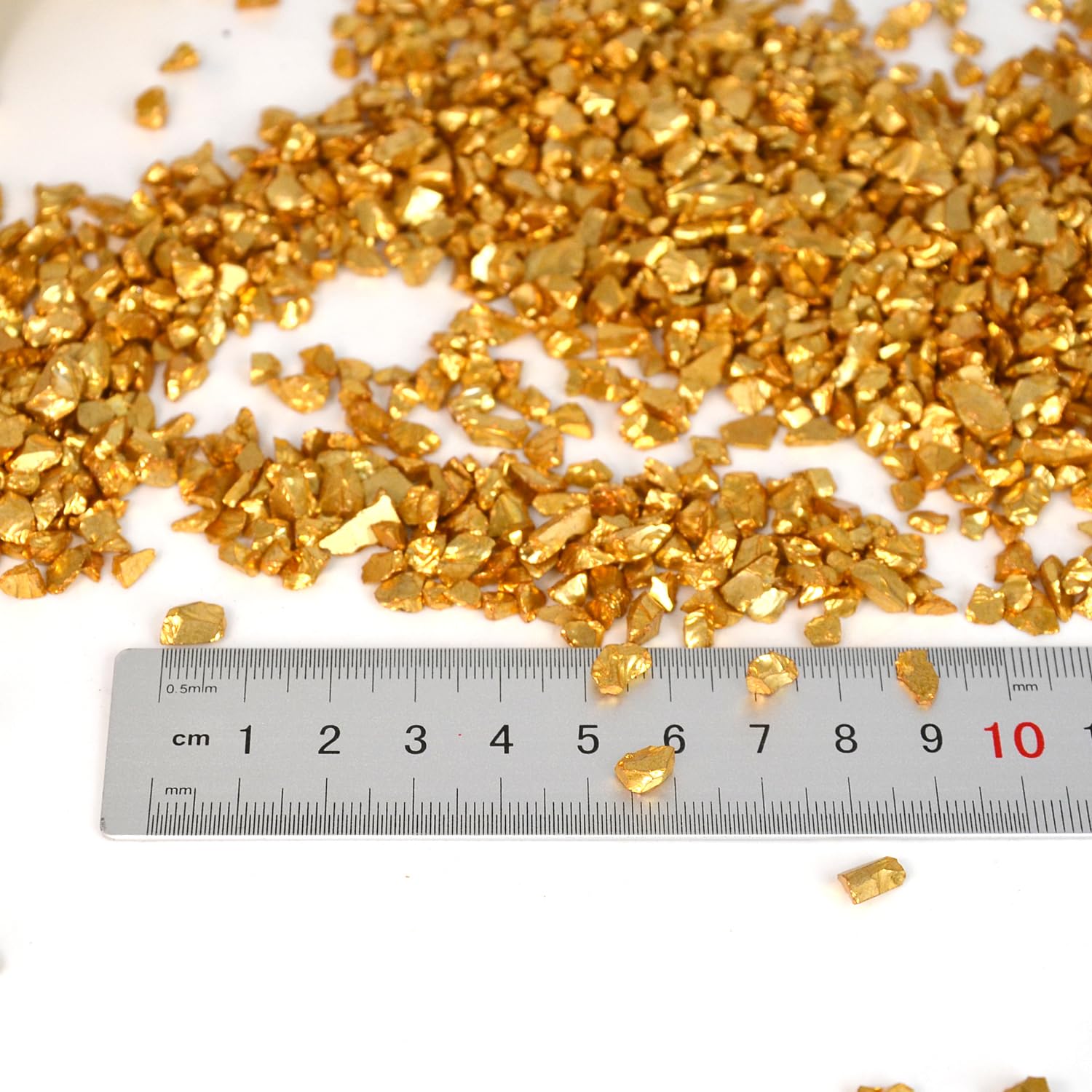 Gold Crushed Fire Glass 3-6mm for Fire Pits & Resin Art - 1lb Jar