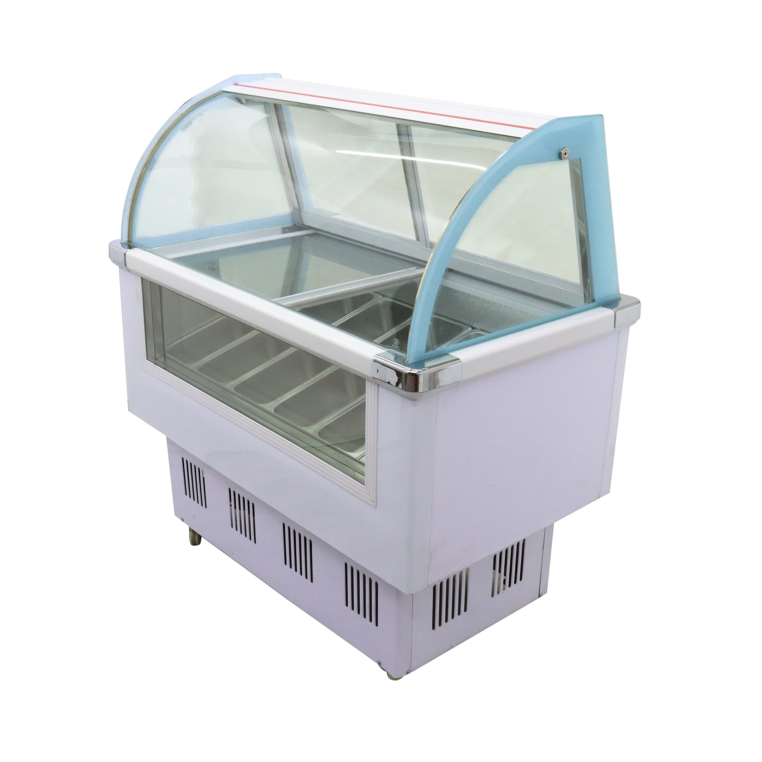 INTSUPERMAI 12 Pan Commercial Hard Ice Cream Showcase Freezer - 170L Gelato & Dipping Cabinet Display Case (110V) - Perfect for Ice Cream Shops, Bakeries, and Dessert Stores