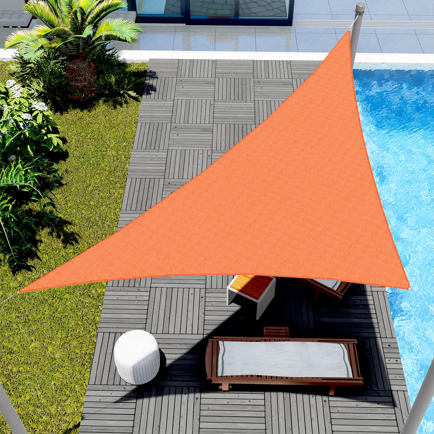 11' x 11' x 15.6' Orange Triangle Sun Shade Sail Canopy - Commercial Grade Custom Size for Patio, Pool & Outdoor Shade | Windscreen4less
