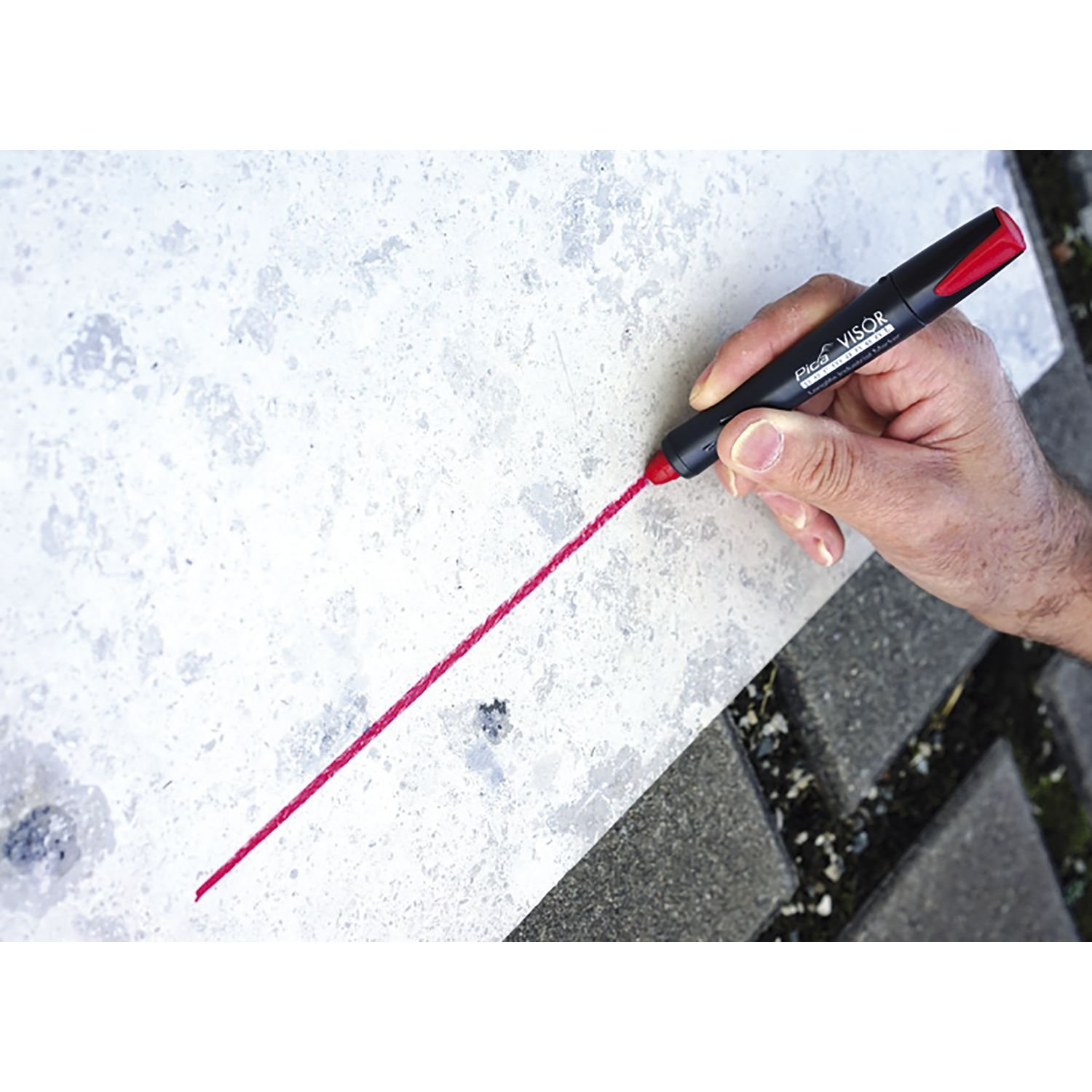 Pica Visor Industrial Permanent Marker - Red Ink, Waterproof & Fade-Resistant for Construction, Warehouse & Outdoor Use