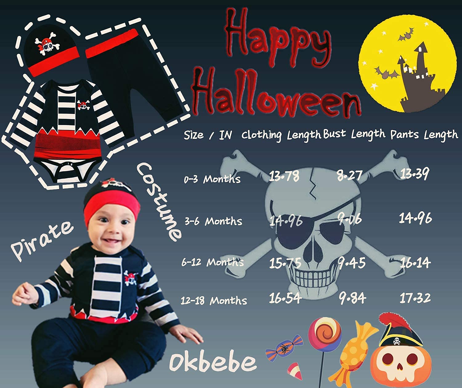 **Baby Boys Pirate Costume for Halloween - Infant Buccaneer Outfit with Hat & Vest - Perfect for Halloween Parties, Dress-Up & Photo Shoots**