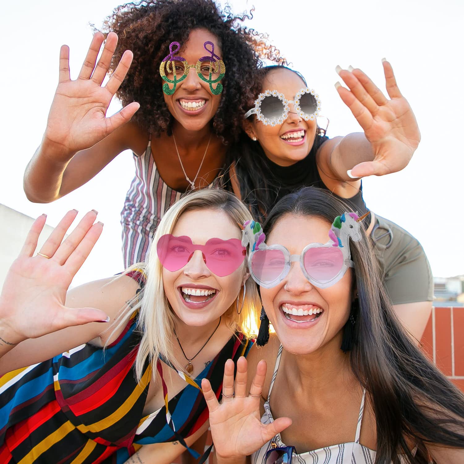 12 Pack Funny Party Sunglasses for Adults & Kids - Novelty Costume Glasses, Photo Booth Props, Themed Party Favors - Perfect for Halloween, Birthday Parties, Bachelorette Events & Costume Celebrations