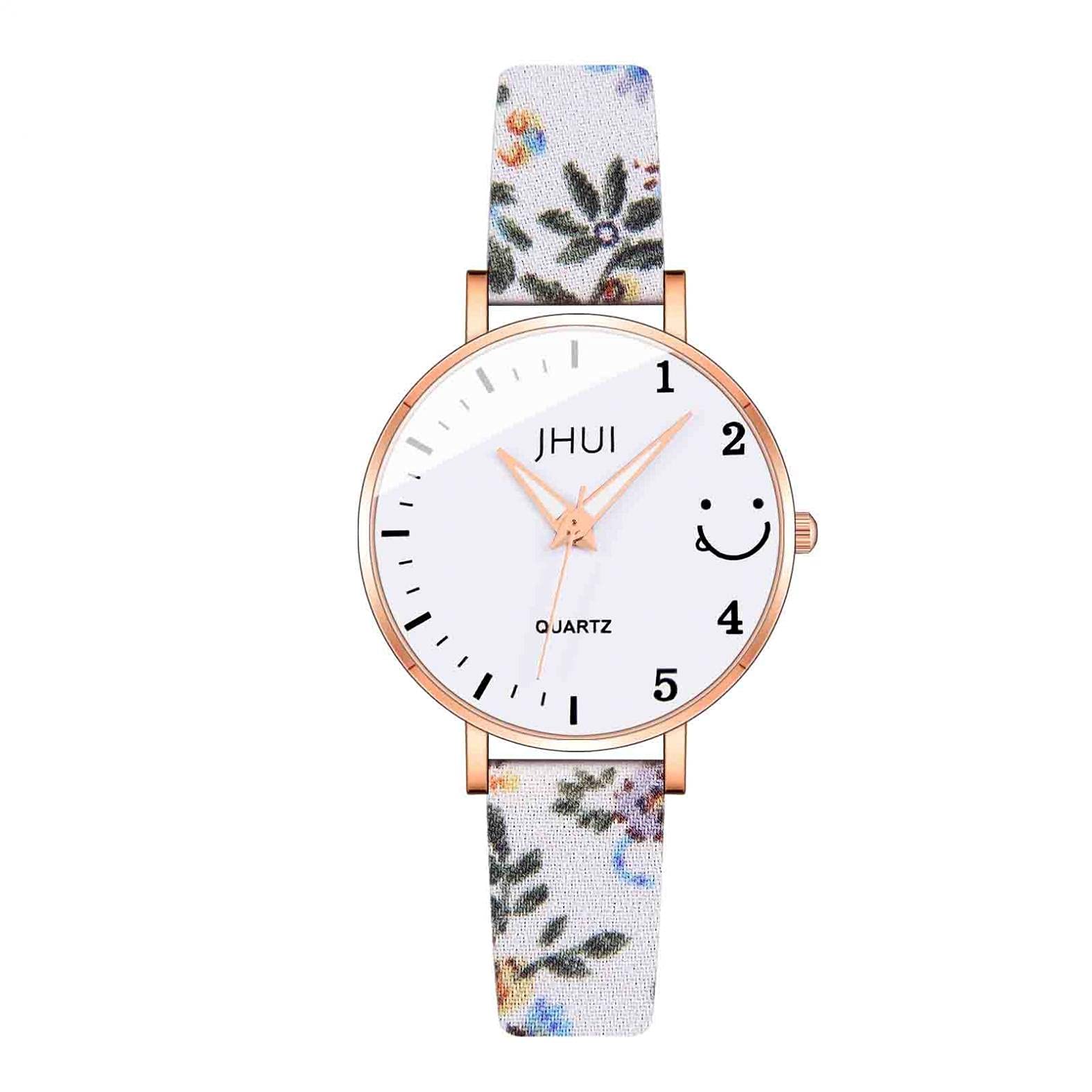 Elegant Women's Floral Leather Band Bracelet Watch - Fashion Digital Quartz Wristwatch for Ladies | Perfect for Office, Party & Everyday Wear