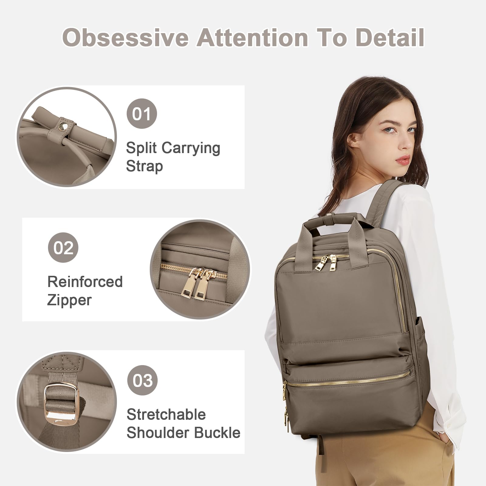 Lightweight Travel Backpack for Women - FAA Approved Carry On Personal Item Bag with Laptop Compartment | Perfect for Airplane Travel, Work Commute & Teacher Use (Dark Brown)