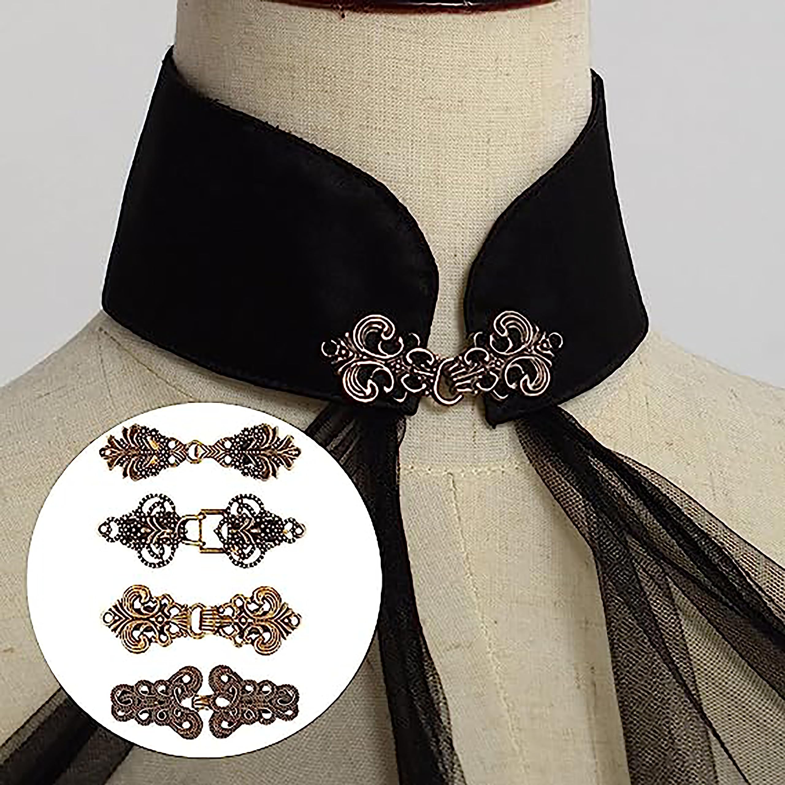 Vintage Shawl Clips 4 Pack - Metal Cape & Cardigan Pins for Women - Perfect for Dresses & Scarves